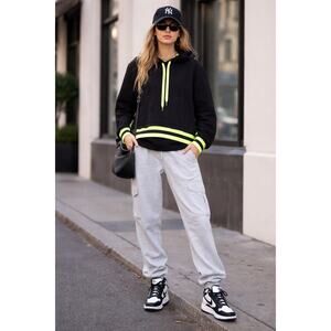 Veronica Beard x Bandier Hoodie Black Neon Sweatshirt Sporty Medium Jacket